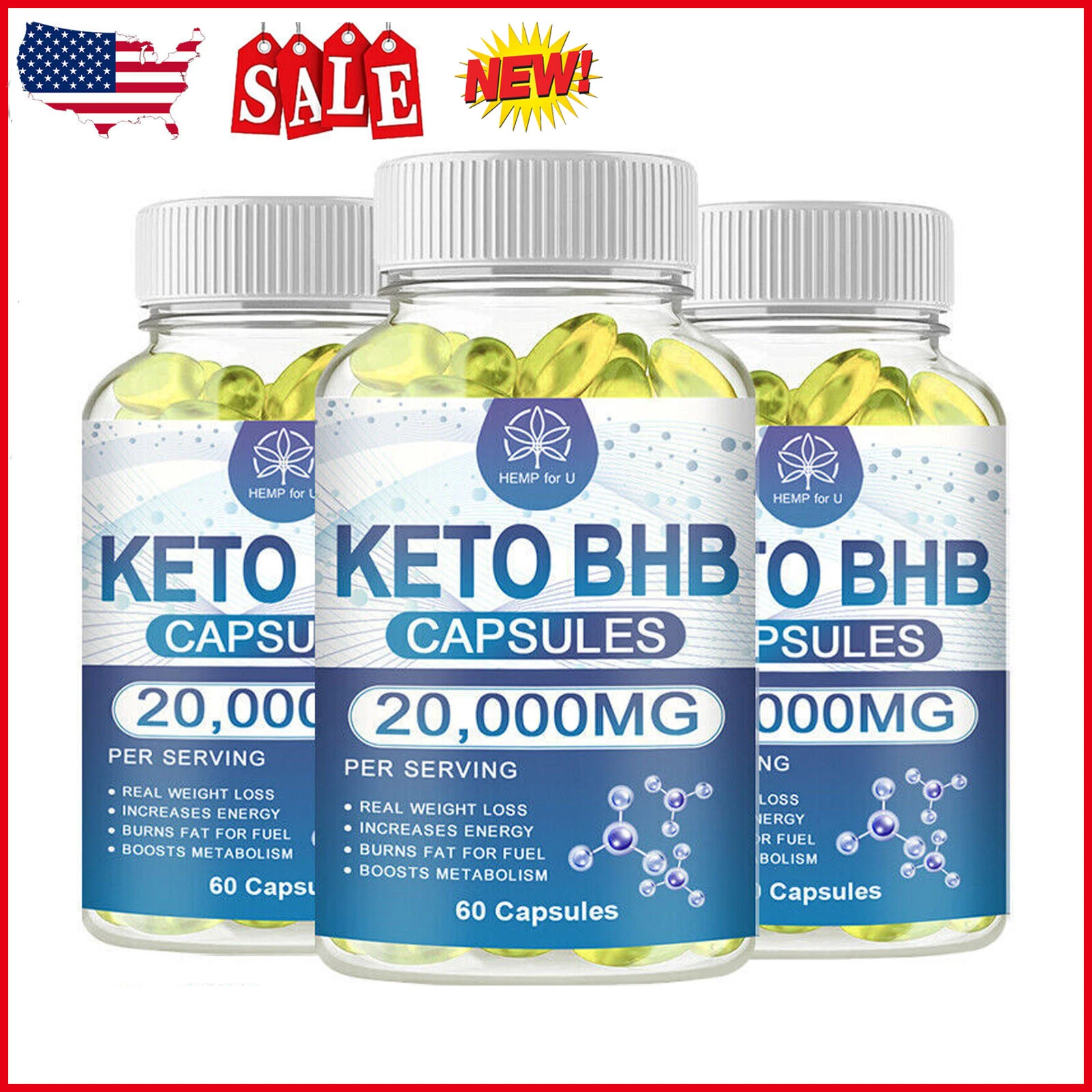 3 X KETO BHB 20000mg Diet Pills Ketone FAT BURNER Weight Loss Diet Pills Ketosis
