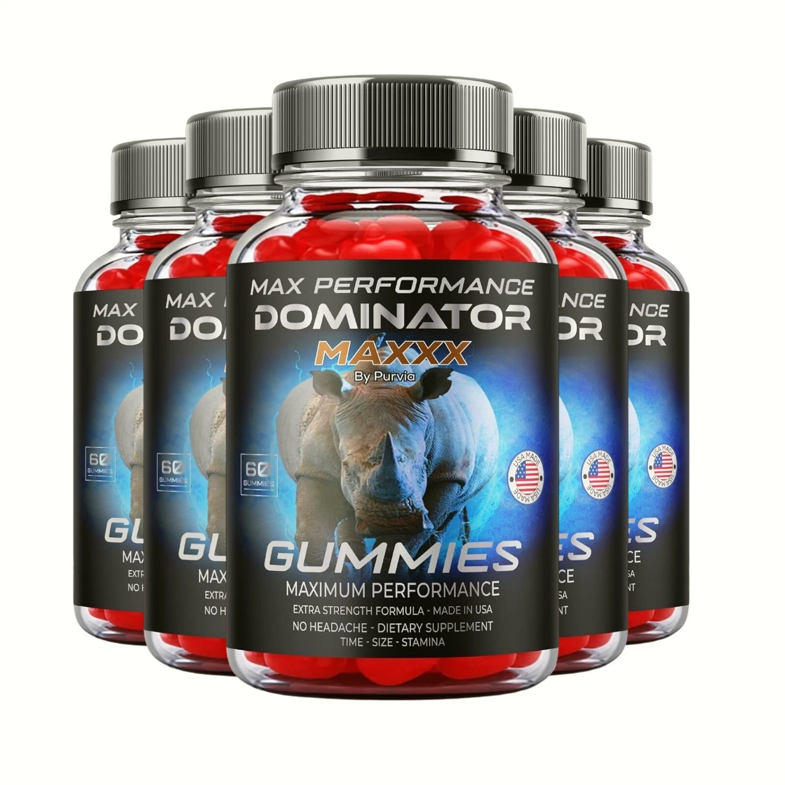 5-Pack Dominator Maxxx Gummies, Dominator Max Performance Gummies - 300 Gummies