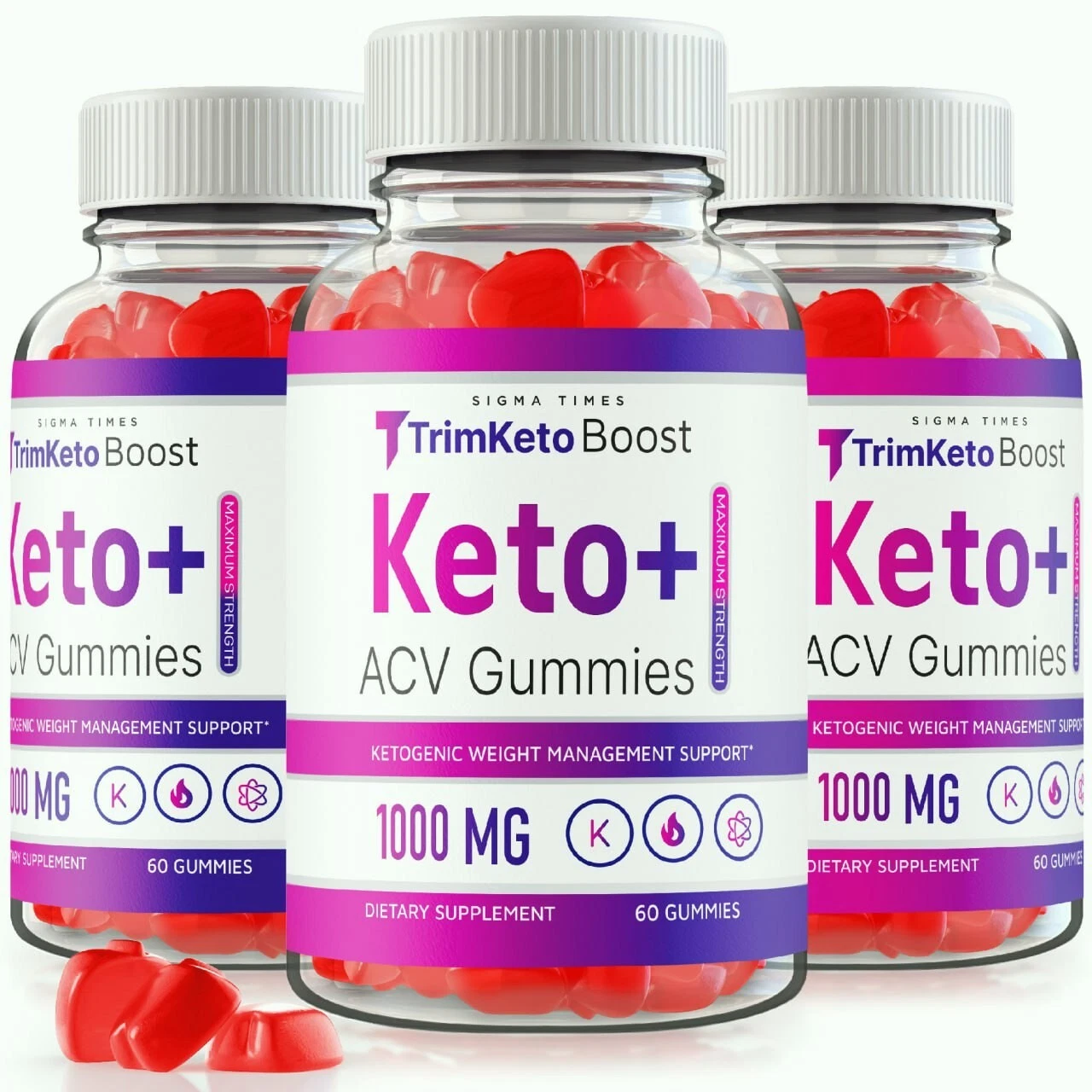 (3 Pack) Trim Keto Boost Keto + ACV Gummies for Advanced Weight Loss Support