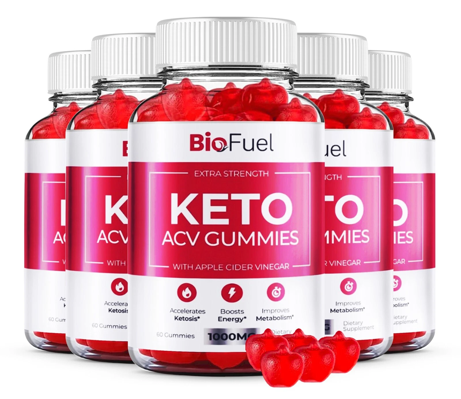 BioFuel Keto ACV Gummies Weight Loss Management Supplement (300 Gummies) 5-Pack