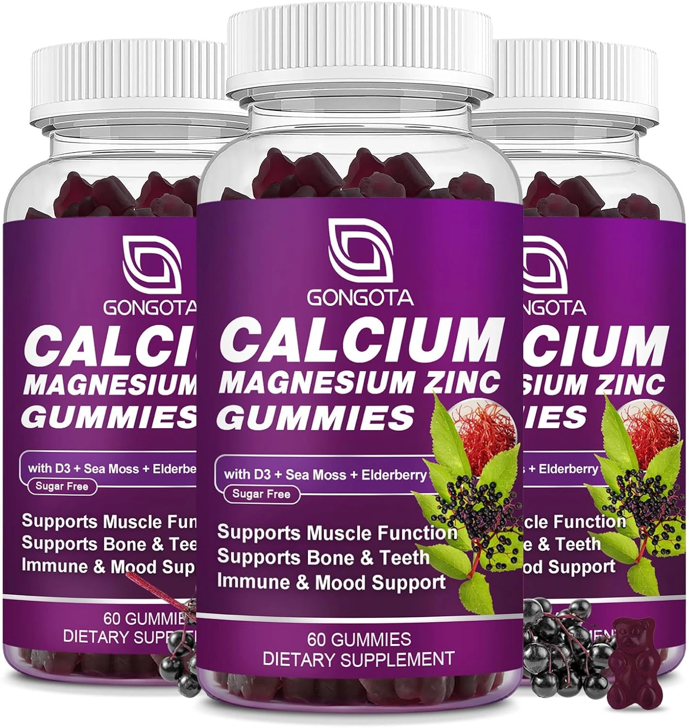 Calcium Magnesium Zinc with Vitamin D3 Supplement, Highly Absorbent Calcium G...