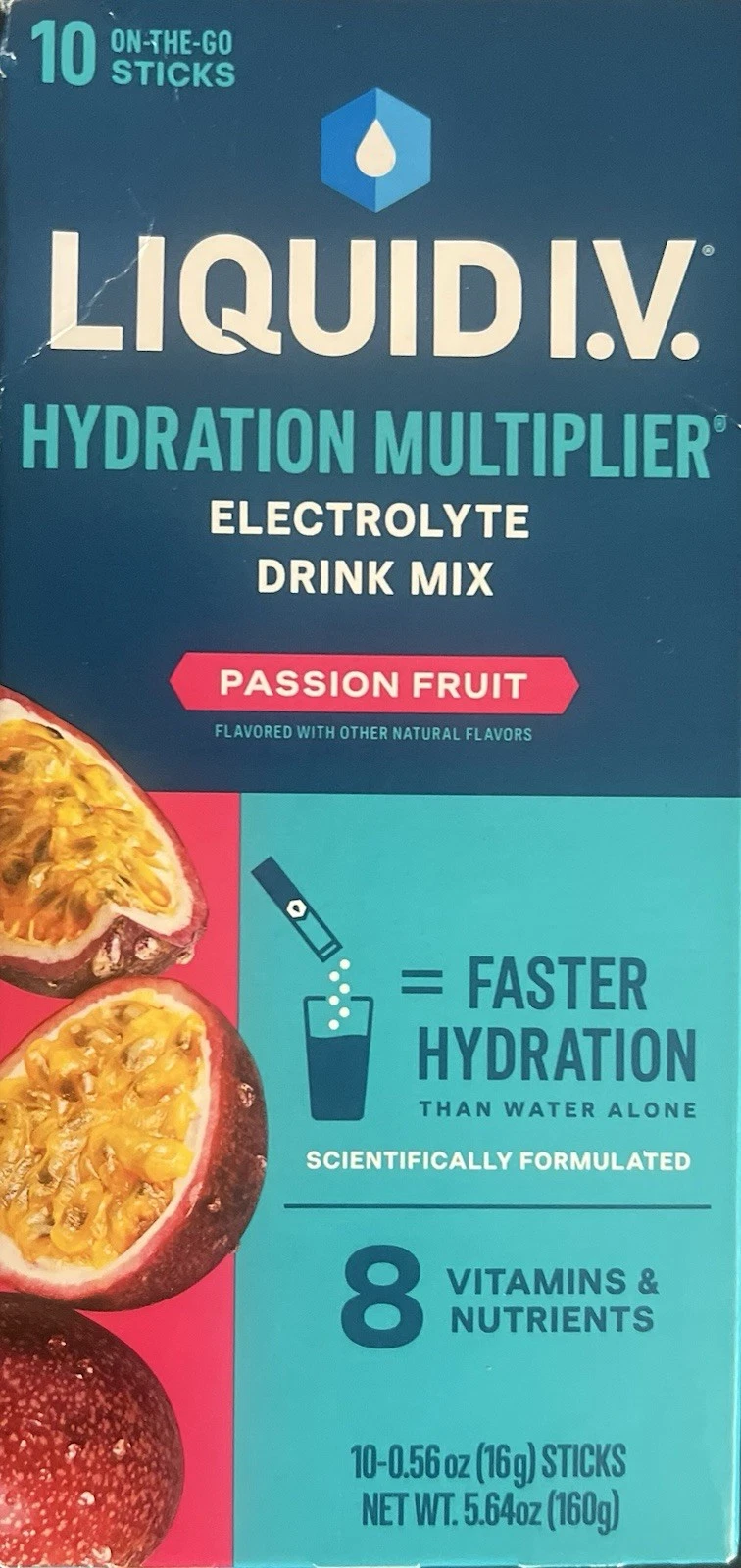 Liquid IV. 10 sticks. Electrolyte Drink Mix. Passion Fruit. Fast Hydration