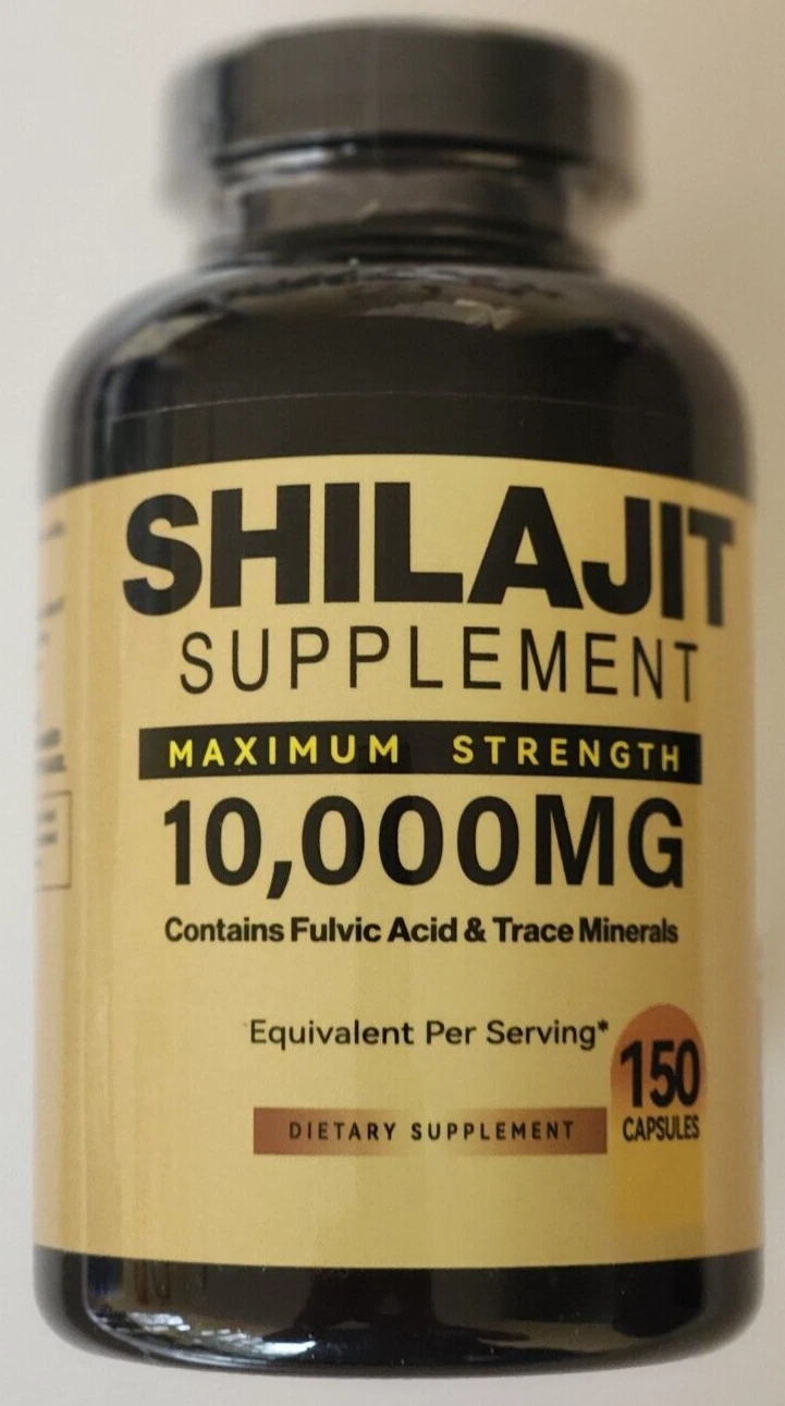 Pure Shilajit 10000mg 150Caps Asphaltum Naturally Occurring Fulvic Acid Non-GMO