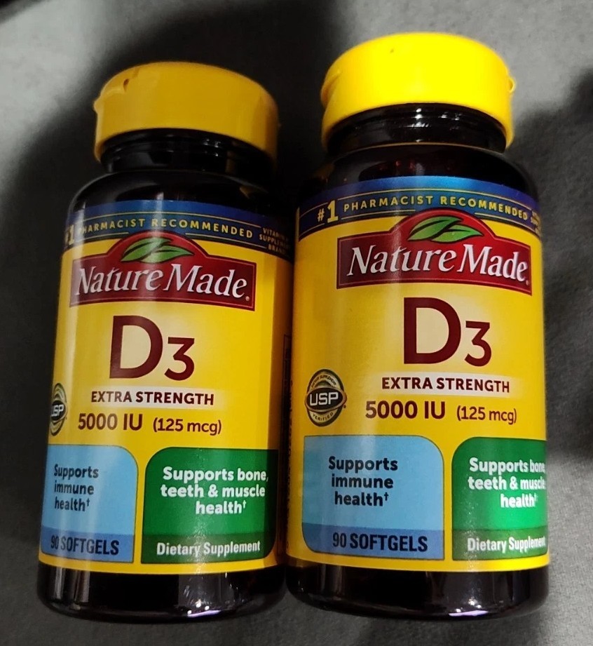 Lot Of 2 Nature Made Extra Strength D3 5,000 Iu (125 mcg) 90 Sgels Free Shipping