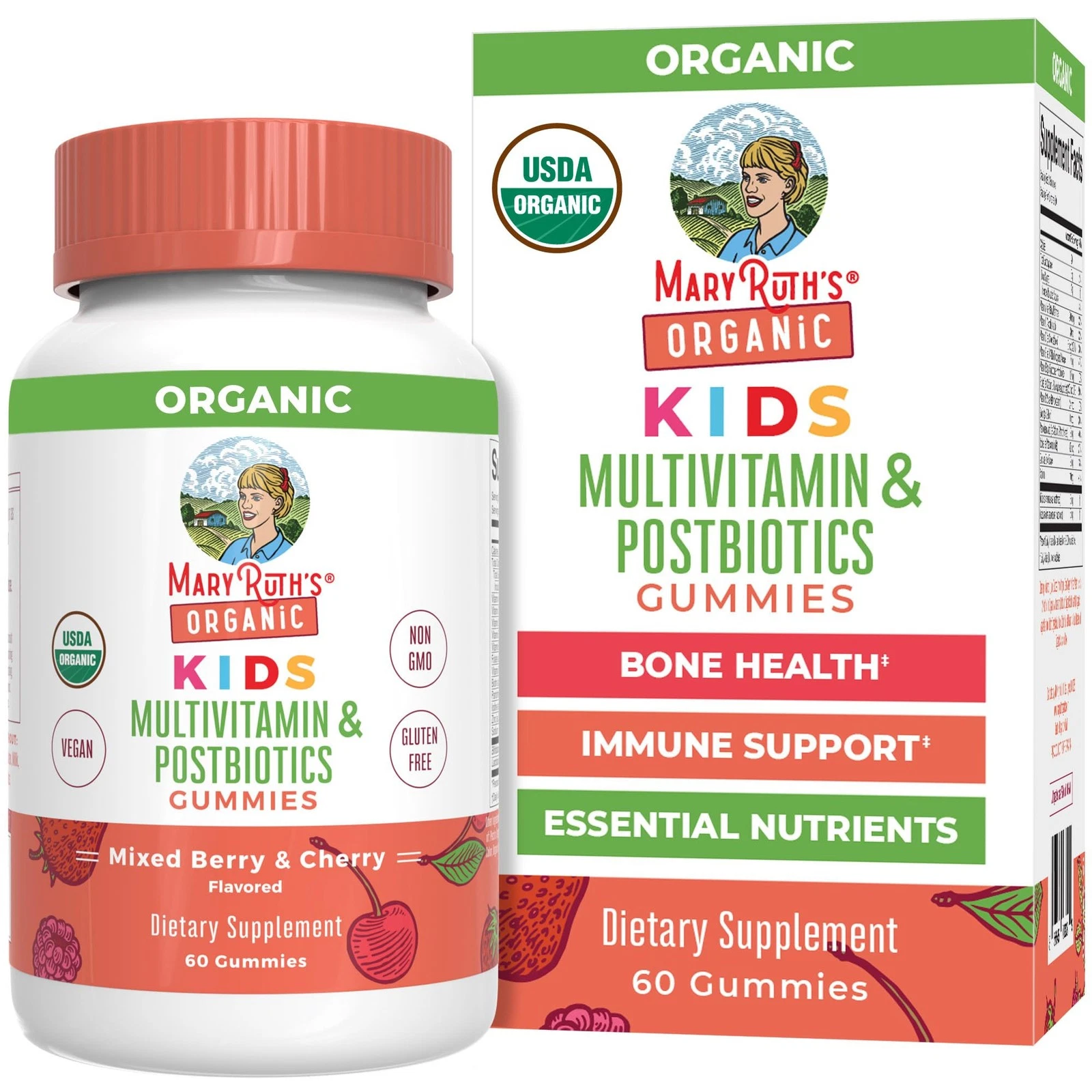 MaryRuth Organics Kids Vitamins | USDA Organic | Multivitamin Gummies + Postbiot