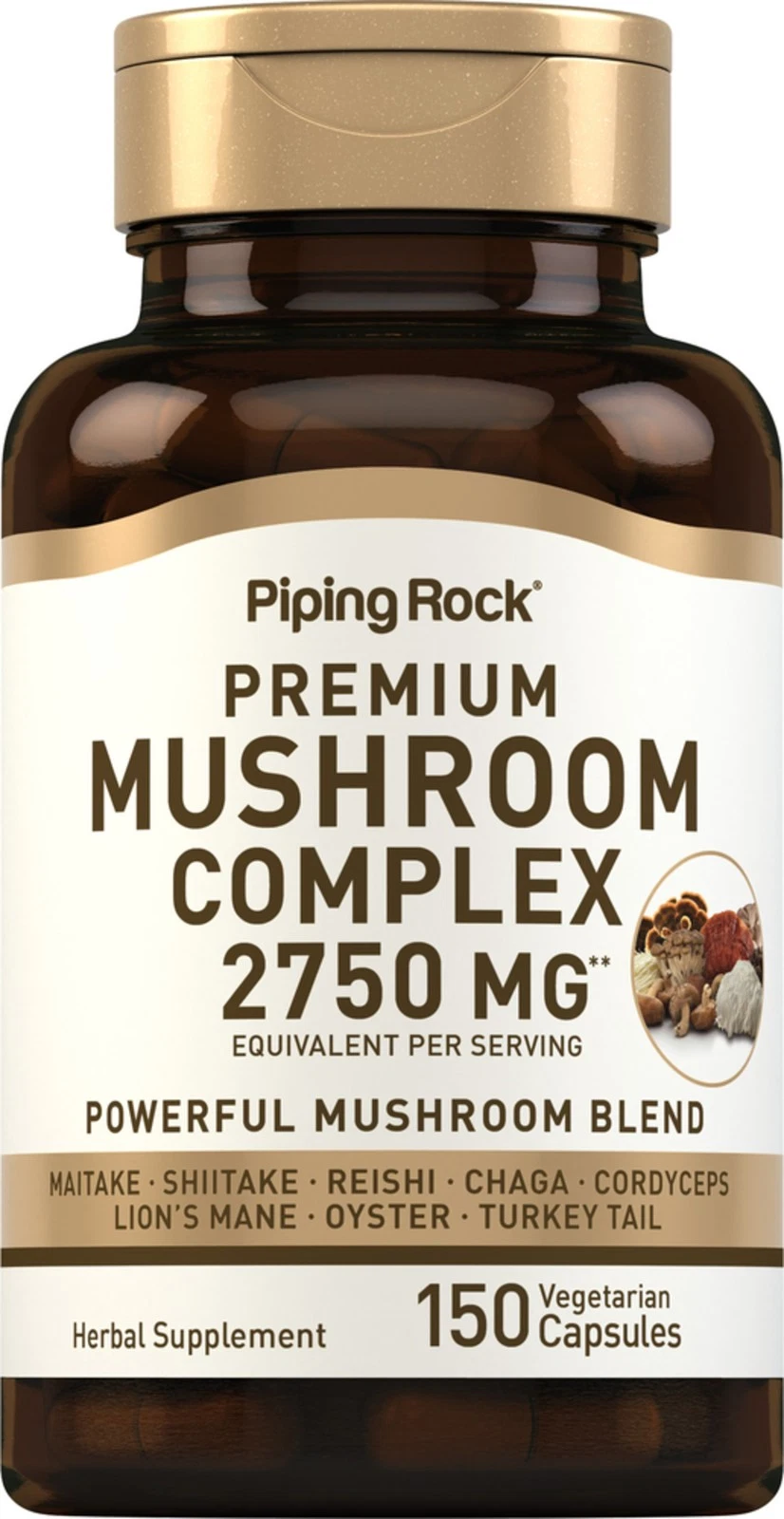 Mushroom Complex Capsules | 2750 mg | 150 Pills | Non-GMO | by Piping Rock