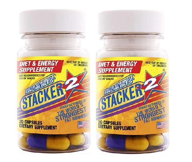 Stacker Two Dietary supplement Fat Burner Weight Loss Capsules (2x20) 2 Bottles