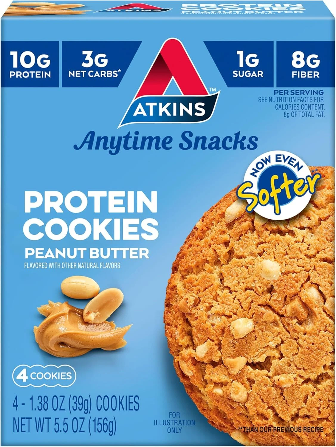 Atkins Soft and Chewy Peanut Butter Protein Cookie, Keto Friendly, High Protein,