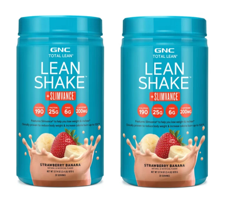 2 - GNC Total Lean Shake + Slimvance Strawberry Banana 2.4lb 20 Servings each