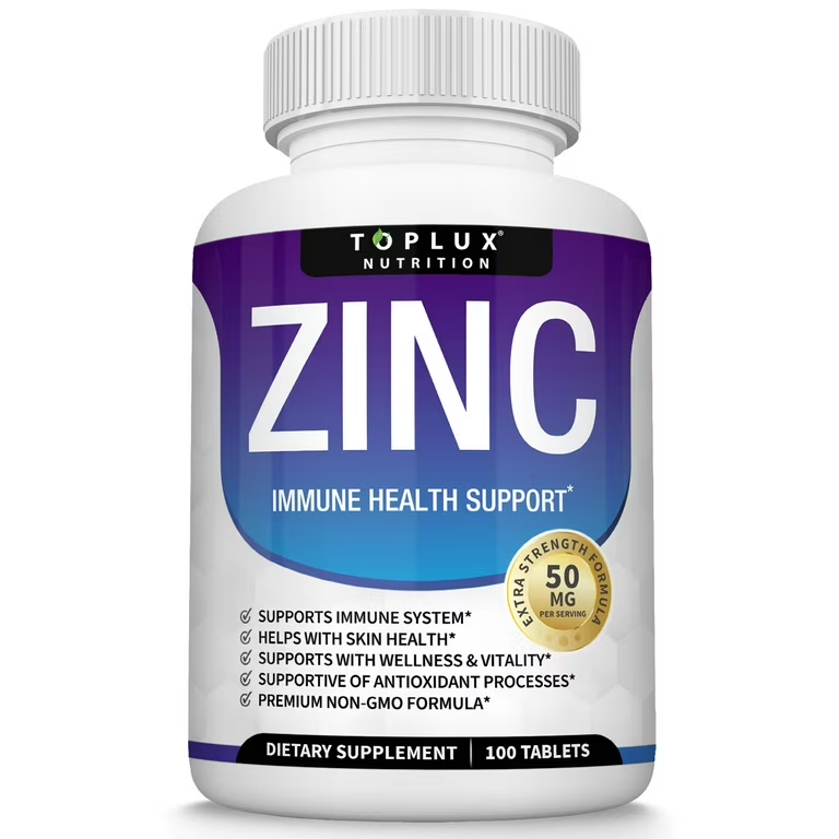 TOPLUX Nutrition Zinc Immune Health SUpport 50 mg 100 Tablets EXP 01/2026