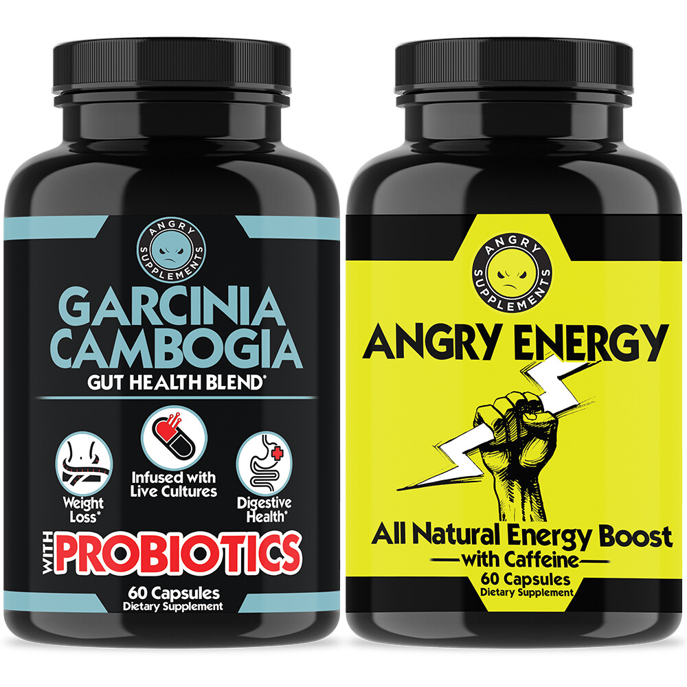 Probiotics Gut Health with Garcinia Cambogia + Angry Energy Weight Loss 2 Pack
