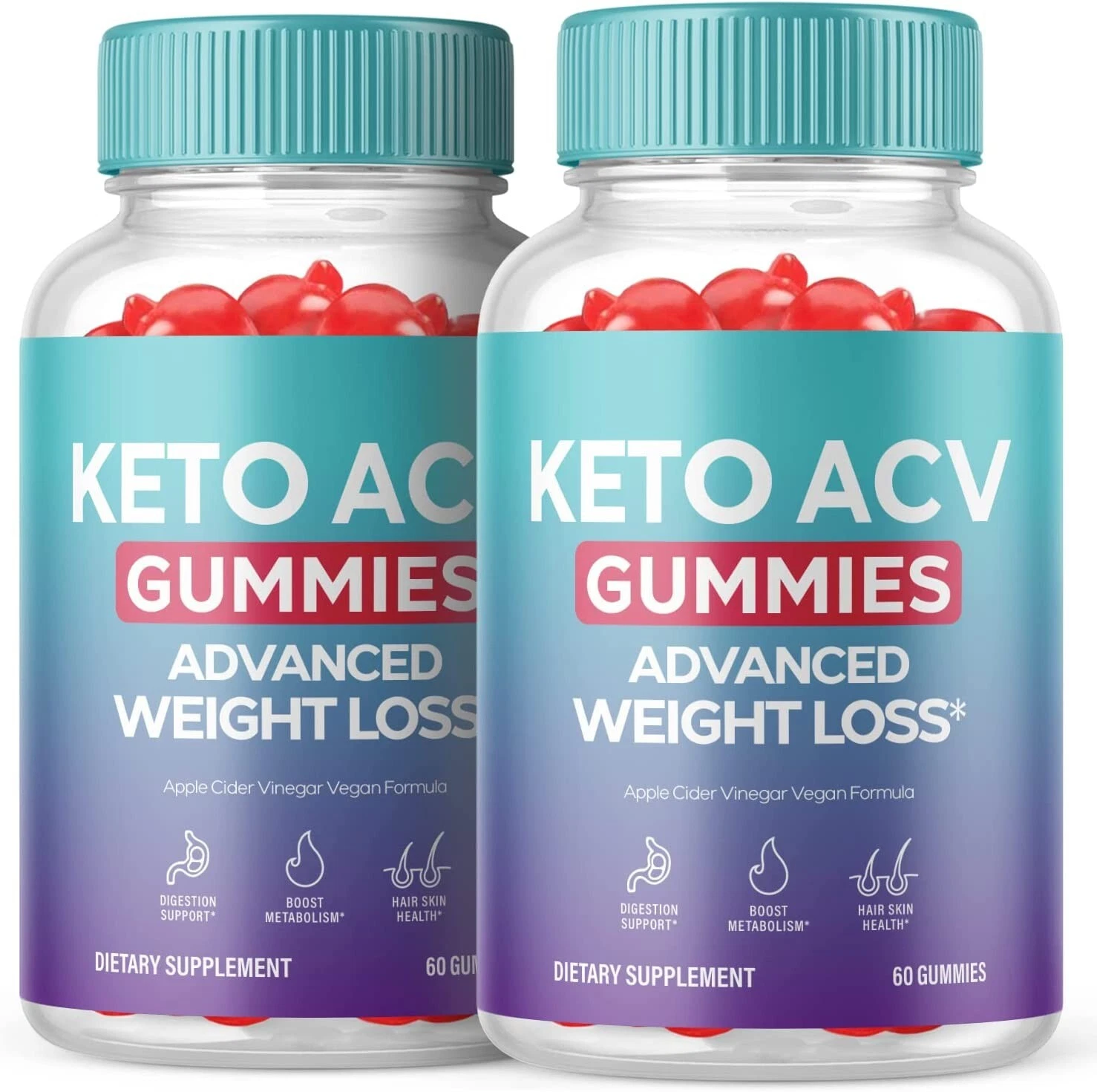 2 Pack - Keto ACV Gummies - Vegan, Fat burner, Weight Loss Supplement - 120 Gums