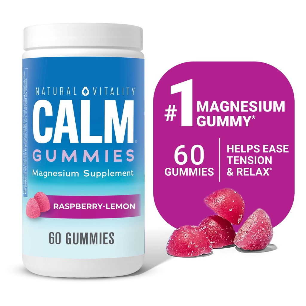 Natural Vitality Calm, Magnesium Citrate Gummies, Raspberry-Lemon, 60 Gummies