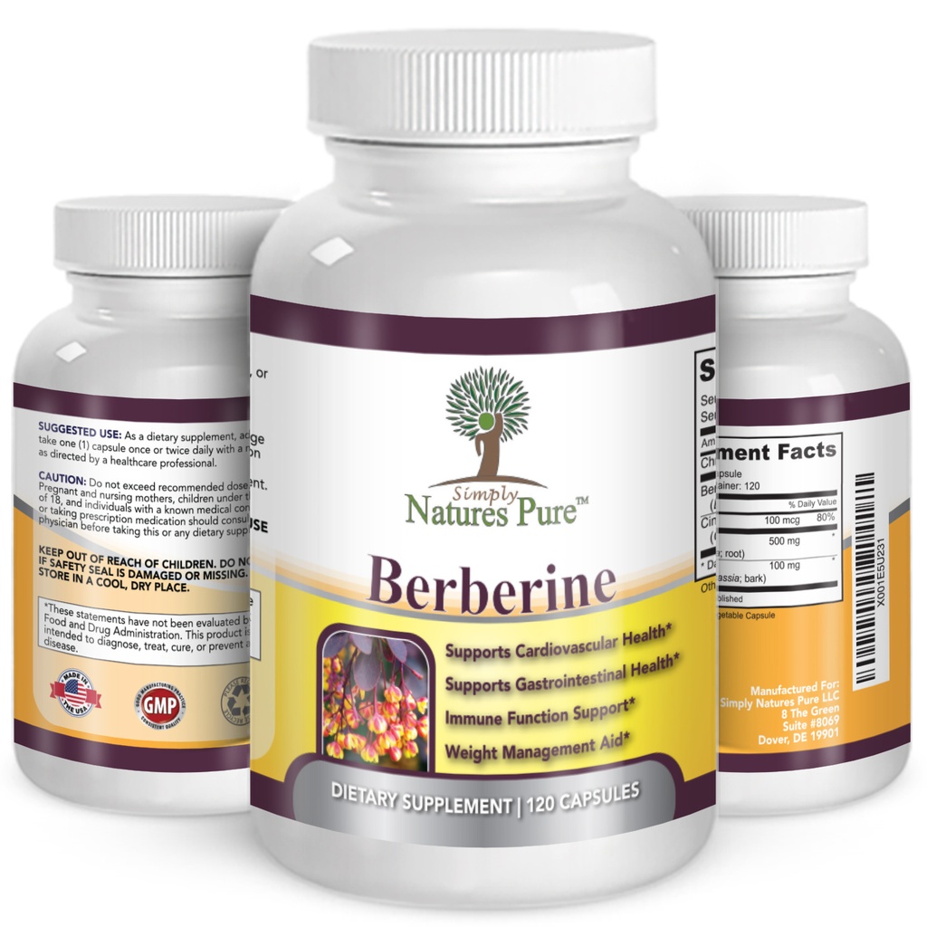 Berberine HCl 500mg Premium - 120 capsules - 2 Month Supply