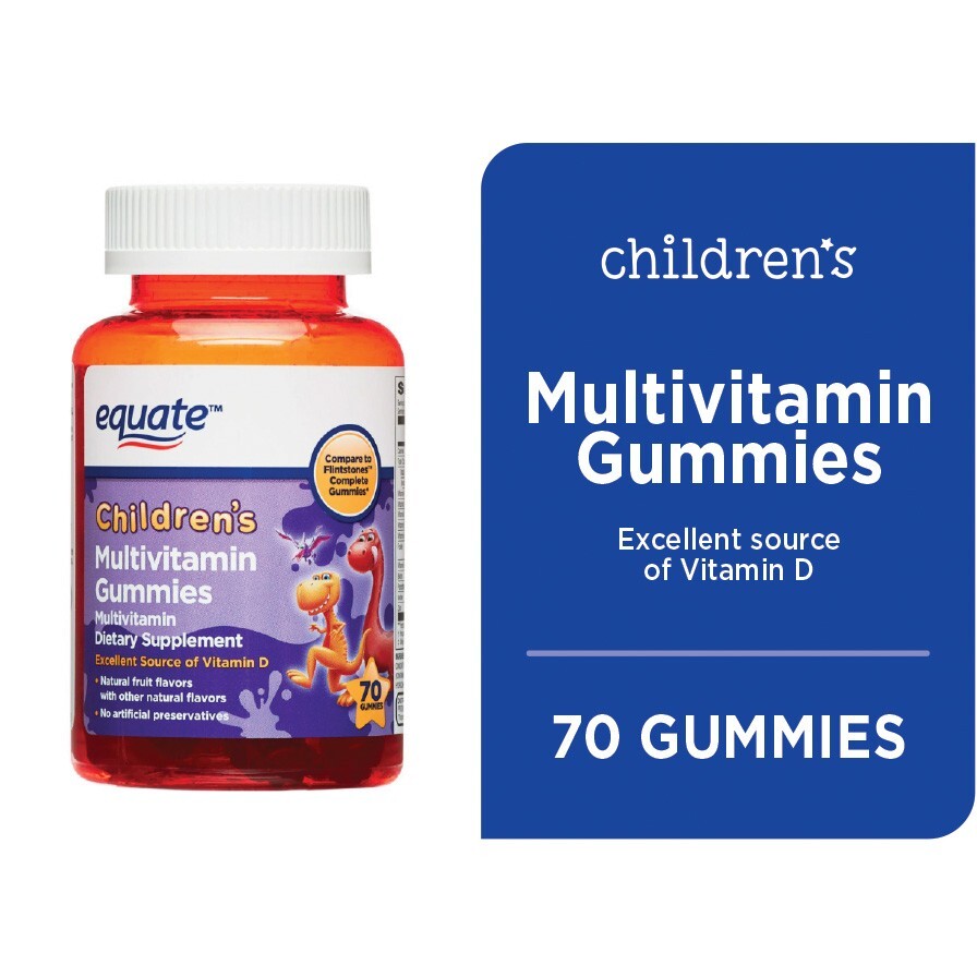Equate Kids Multivitamin Gummies for General Health, Natural Fruit, 70 Count
