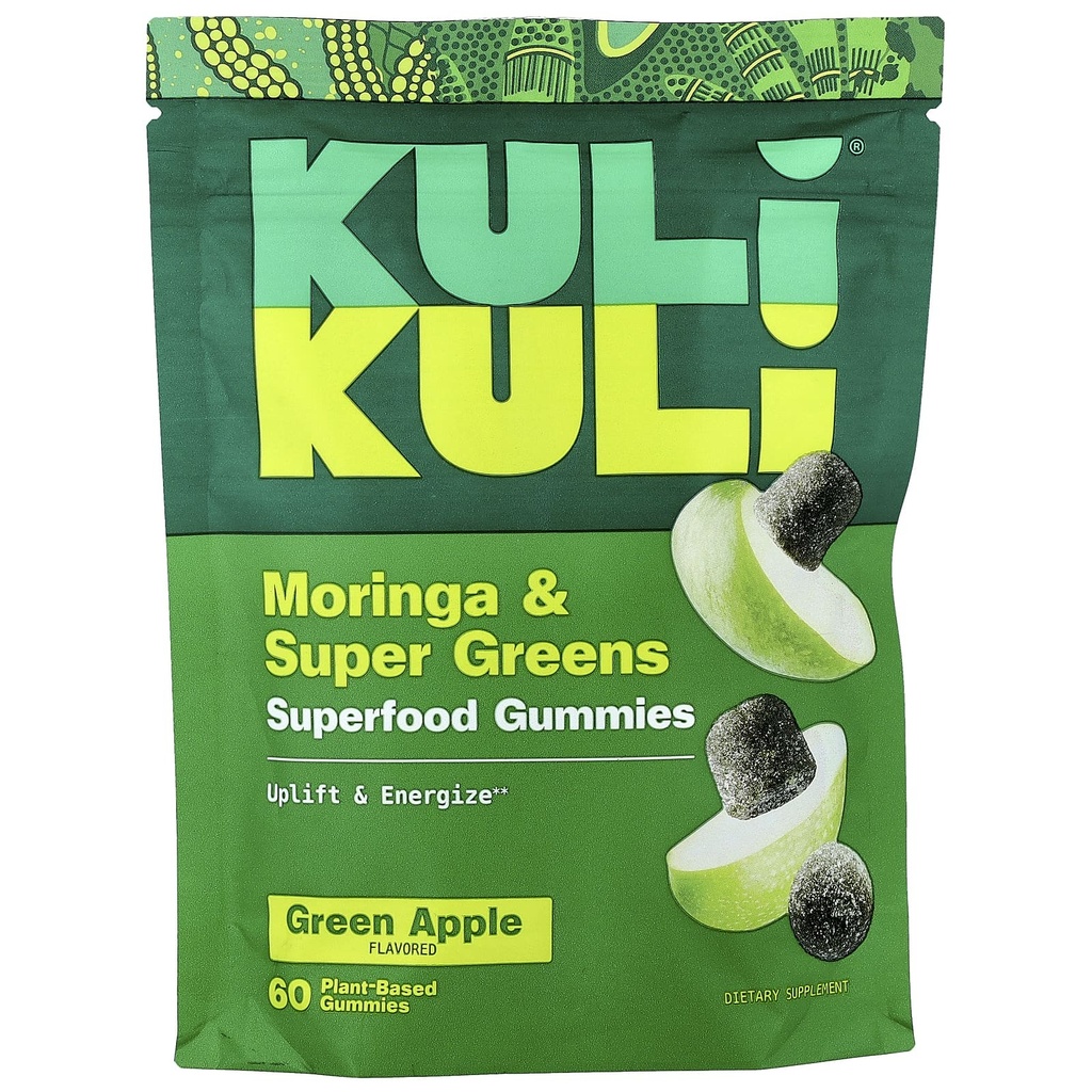 2 X Kuli Kuli, Superfood Gummies, Moringa & Super Greens, Green Apple, 60 Plant