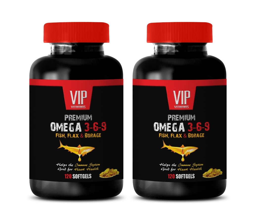 fish, flax and borage - PREMIUM OMEGA 3 6 9 - plant protein source 2 Bottles