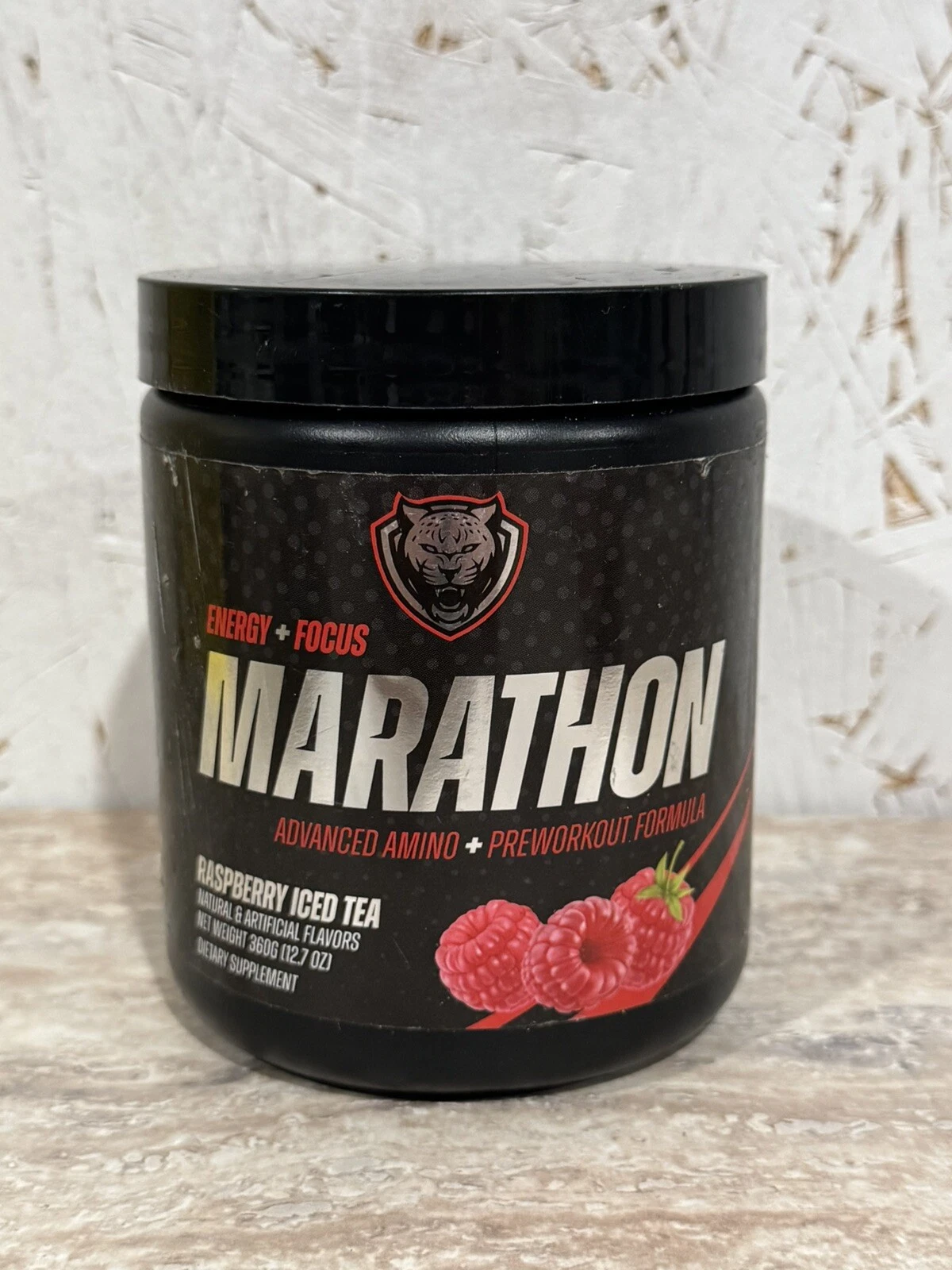 Marathon ~ Advanced Amino + Preworkout Formula ~Raspberry Iced Tea Exp 1/26