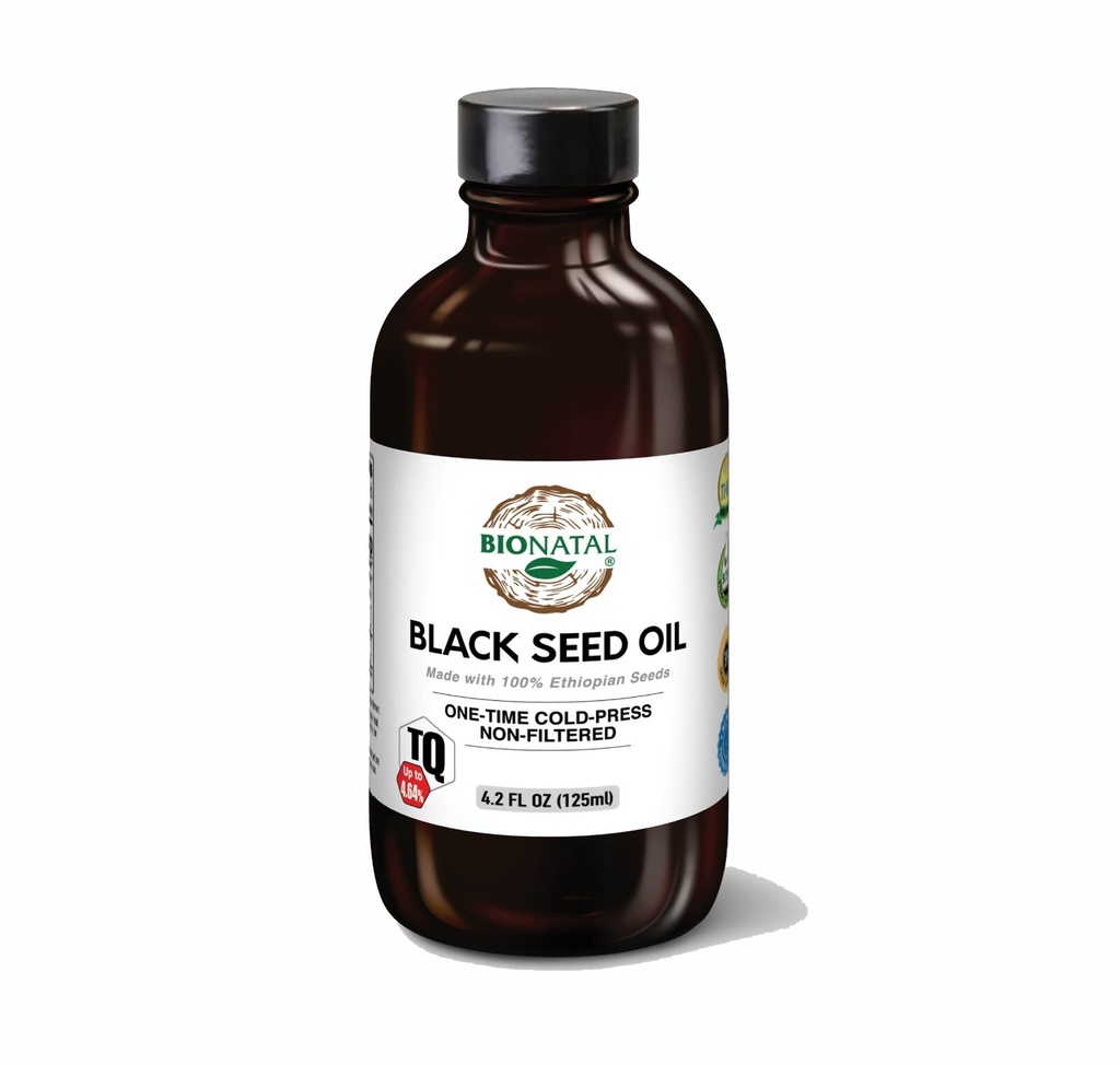 BioNatal Ethiopian Black Seed Oil 4.2 oz (GLASS) – High TQ 4.64% Cold Pressed