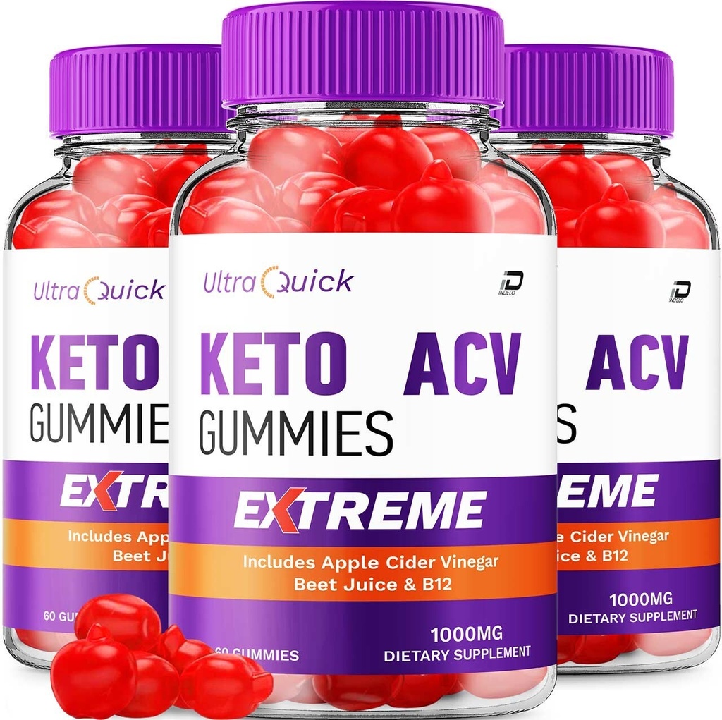 (3 Pack) Ultra Quick Keto ACV Gummies-UltraQuick Apple Cider Vinegar 1000MG