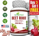 BEET ROOT POWDER 2000 mg Herbal Extract ABSORPTION Supplement 60 Capsules NEW