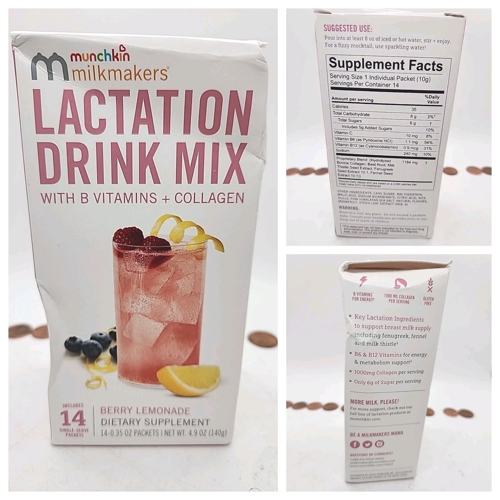 Munchkin Milkmakers Lactation Drink Mix Berry Lemonade 14 Packets