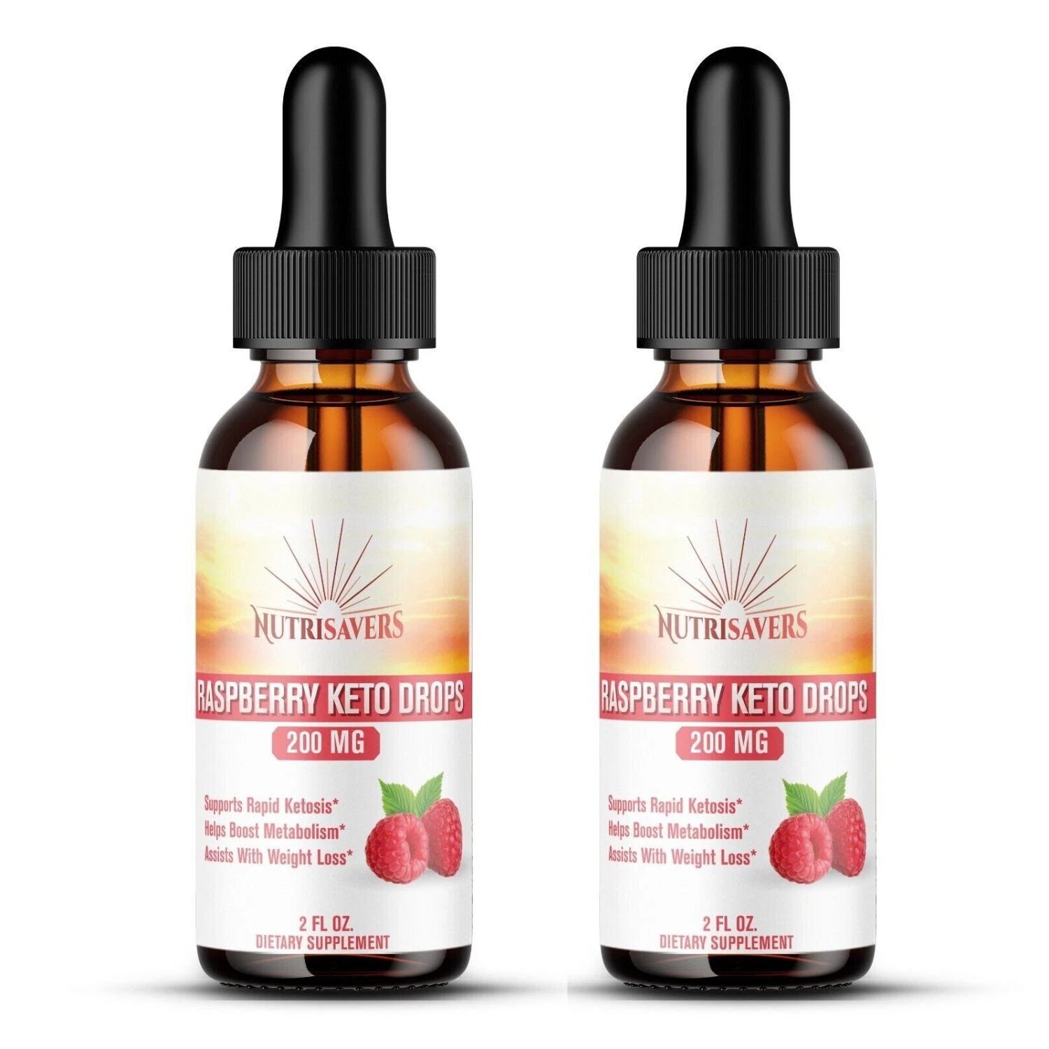 Raspberry Ketone Drops Block Fluid Retention Increase Appetite, 2 oz, Pack of 2