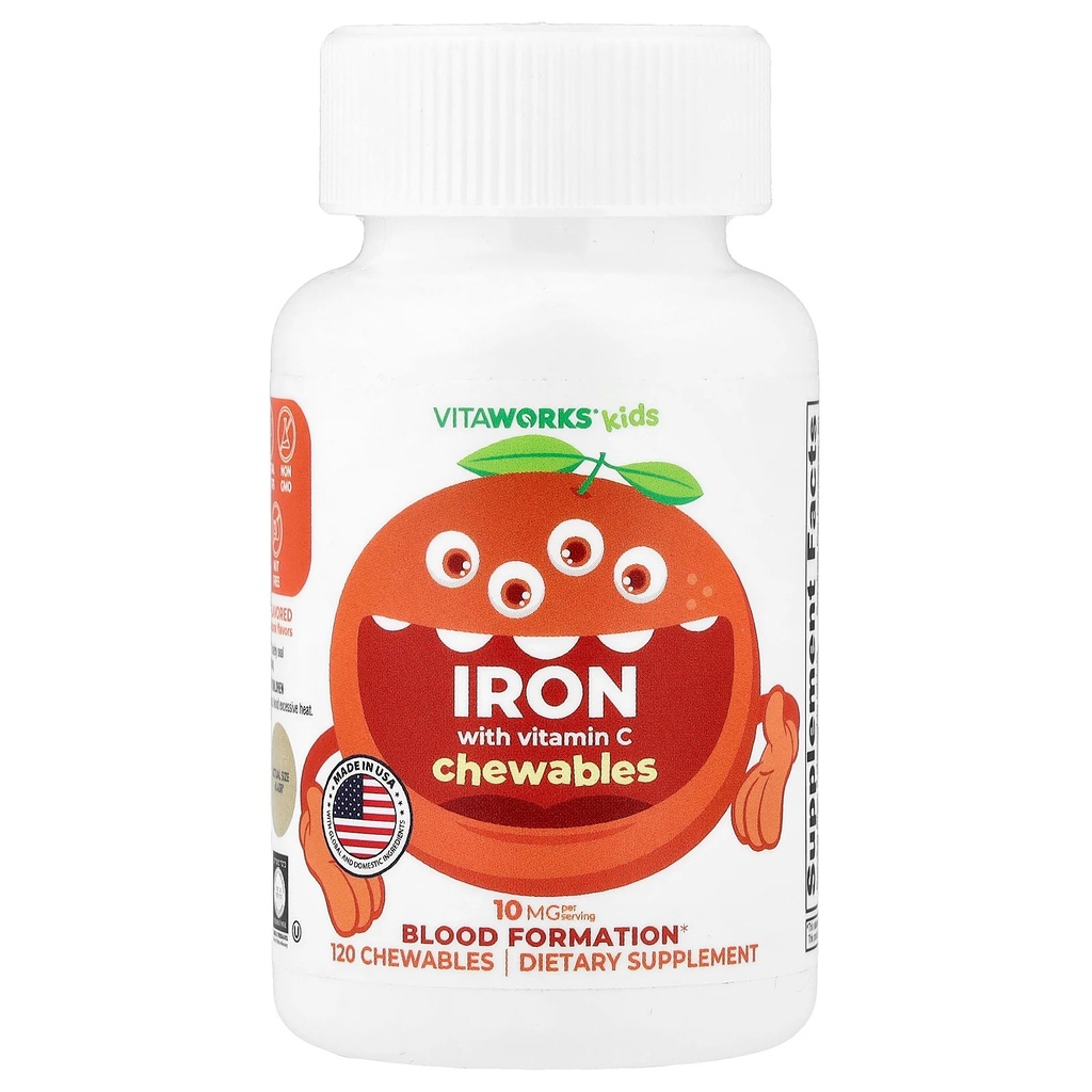 Kids, Iron With Vitamin C Chewables, Orange, 120 Chewables