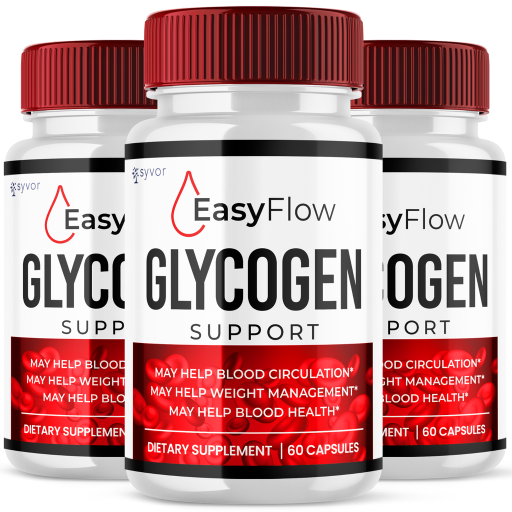 (3 Pack) Easy Flow Glycogen, Blood Sugar Health Support Formula, 180 Capsules