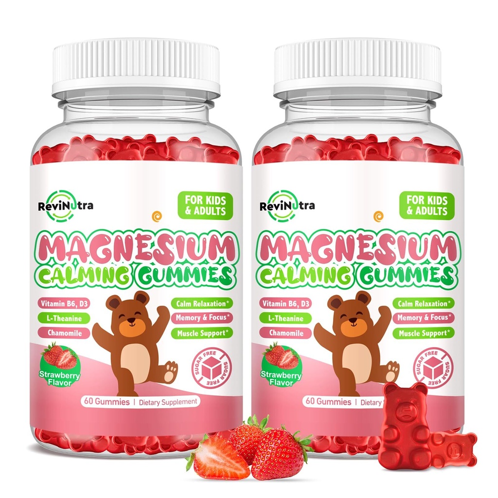 Kids Magnesium Glycinate Gummies Magnesium Supplement with L-Theanine Vitamin...