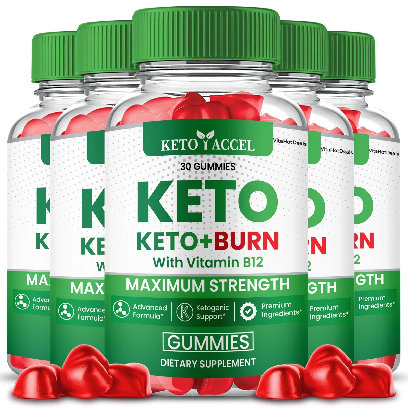 Keto Accel Keto Burn Gummies, Max Strength Formula for Men and Women (5 Pack)
