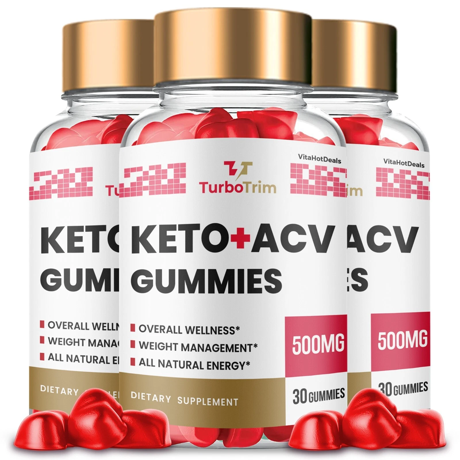 Turbo Trim Keto ACV Gummies, Max Strength TurboTrim Supplement (3 Pack)