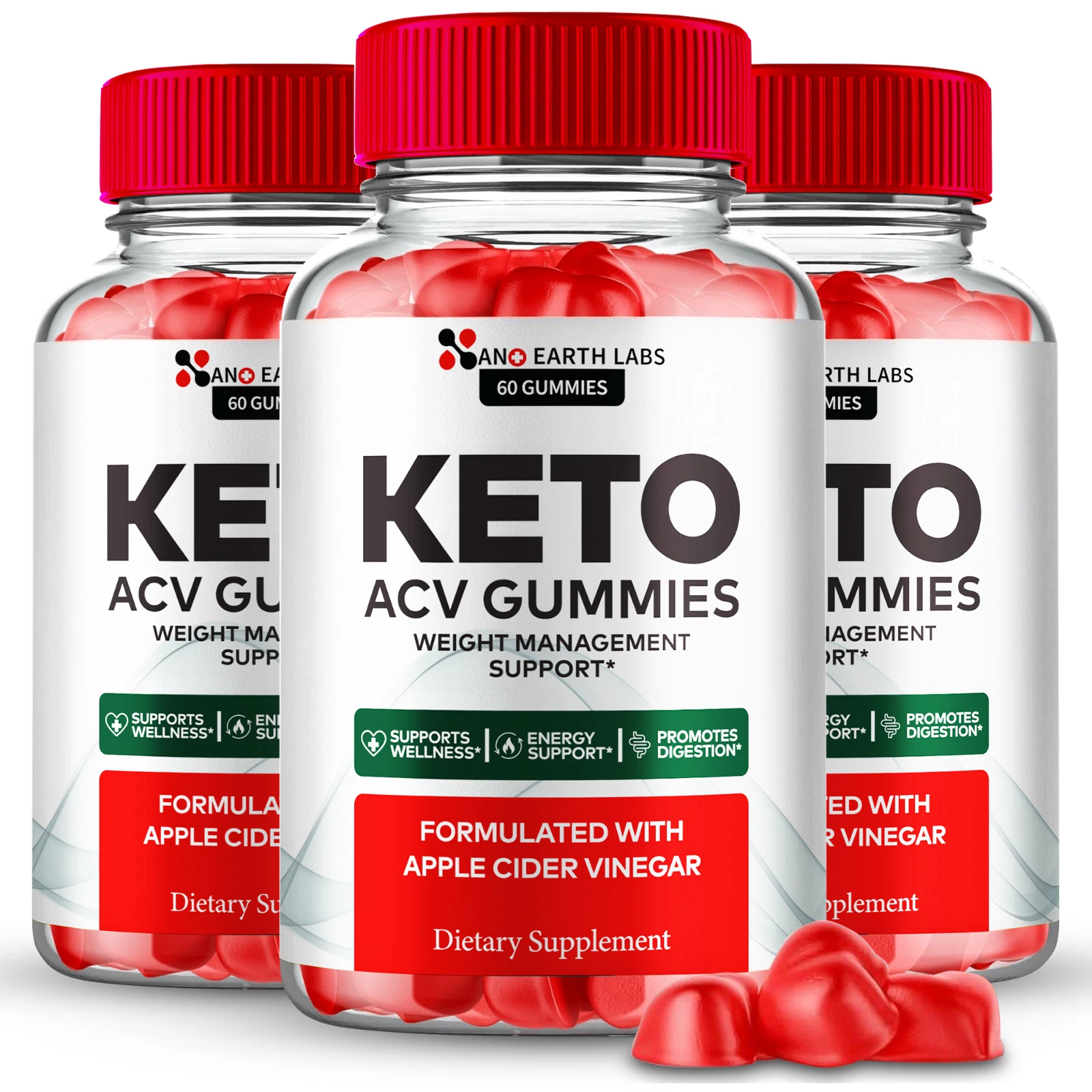 (3 Pack) Nano Earth Labs Keto ACV Gummies, NanoEarth Labs Weight Loss Supplement