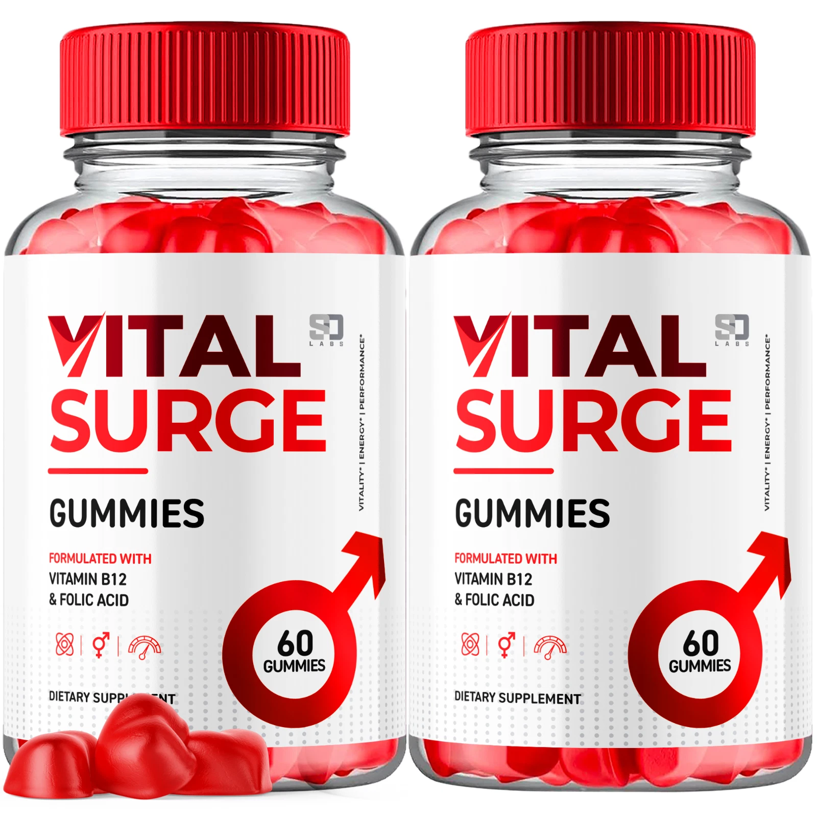 Vital Surge Male Gummies, Vital Surge Testo Support Gummys Performance (2 Pack)