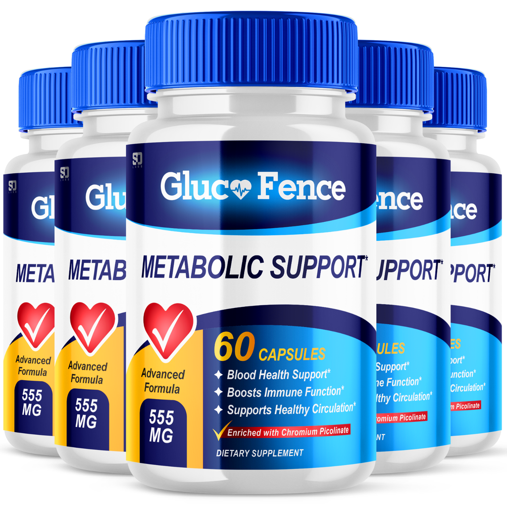 (5 Pack) Gluco Fence, GlucoFence Metabolism & Blood Sugar Support (300 Capsules)