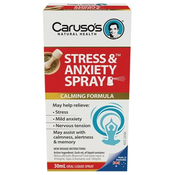 Caruso's Stress & Anxiety 30mL Oral Liquid Spray Relief Calming Formula Carusos