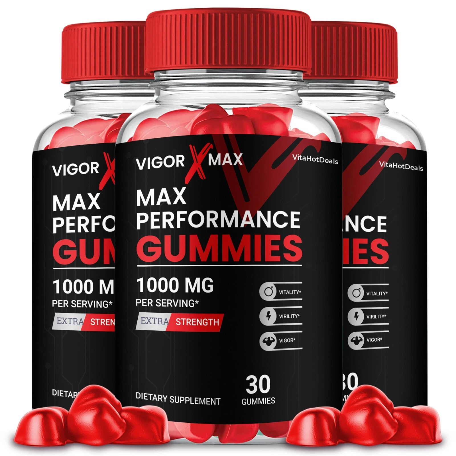 Vigor X Max Gummies, Max Strength Formula, VigorX Max Gomitas (3 Pack)