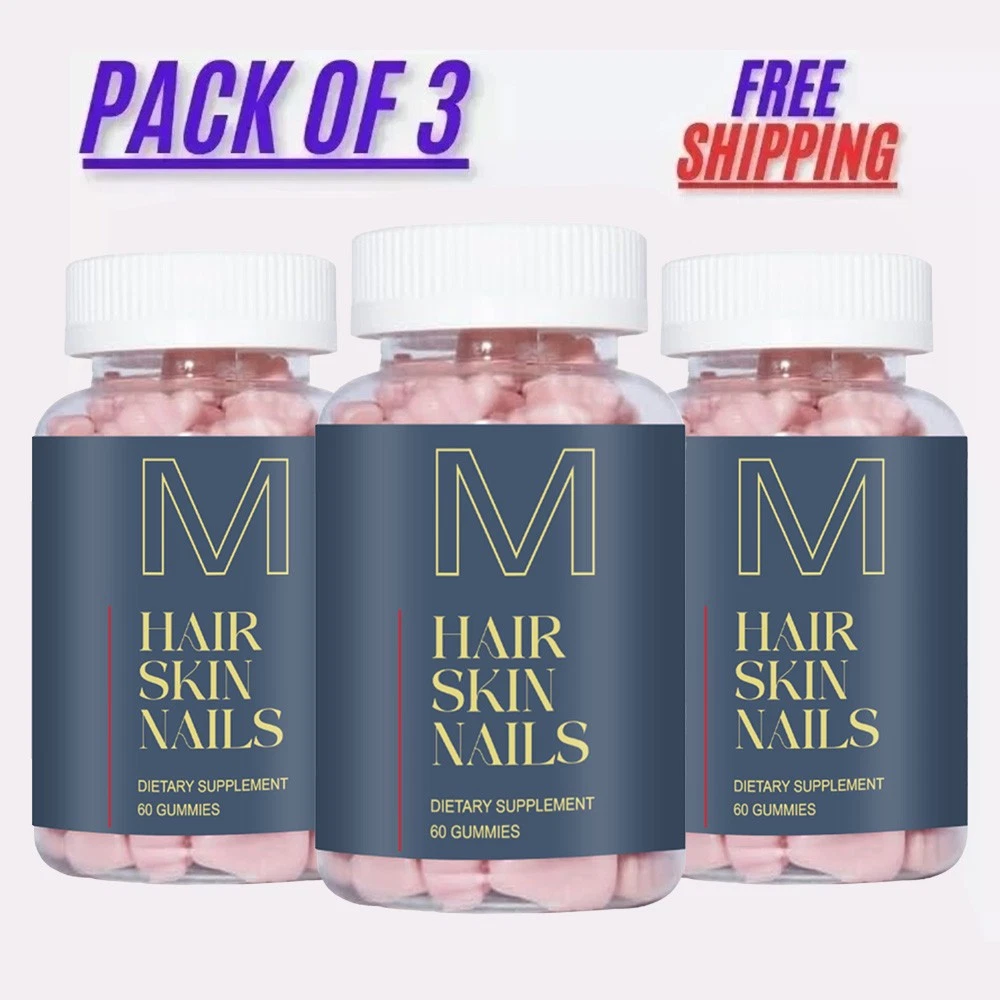 WEEM Hair Skin and Nails Gummies, Vegan biotin Vitamins, Healthy Hair- Pack of 3