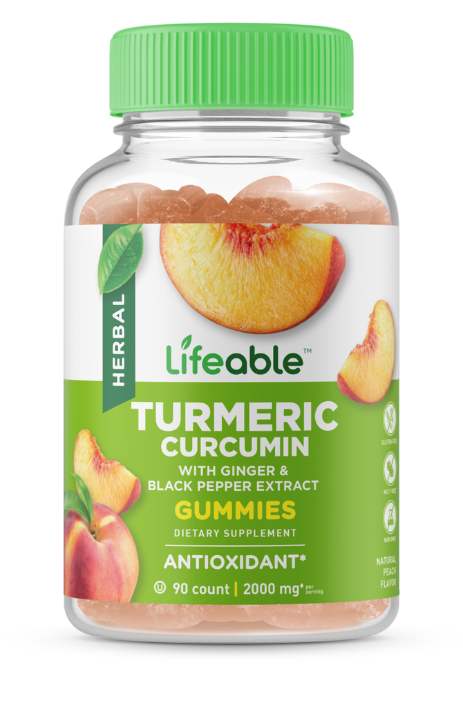 Lifeable Turmeric Curcumin - Great Tasting Peach Flavor Gummy - 90 Count