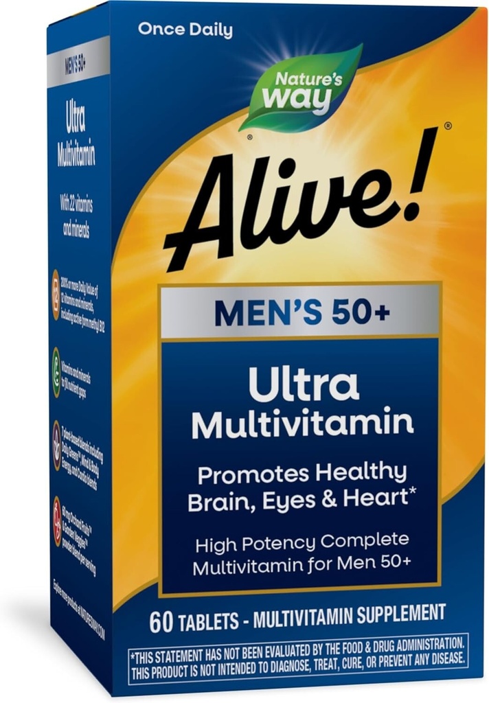 Nature's Way Alive! Men’s 50+ Daily Ultra Multivitamin, High Potency...
