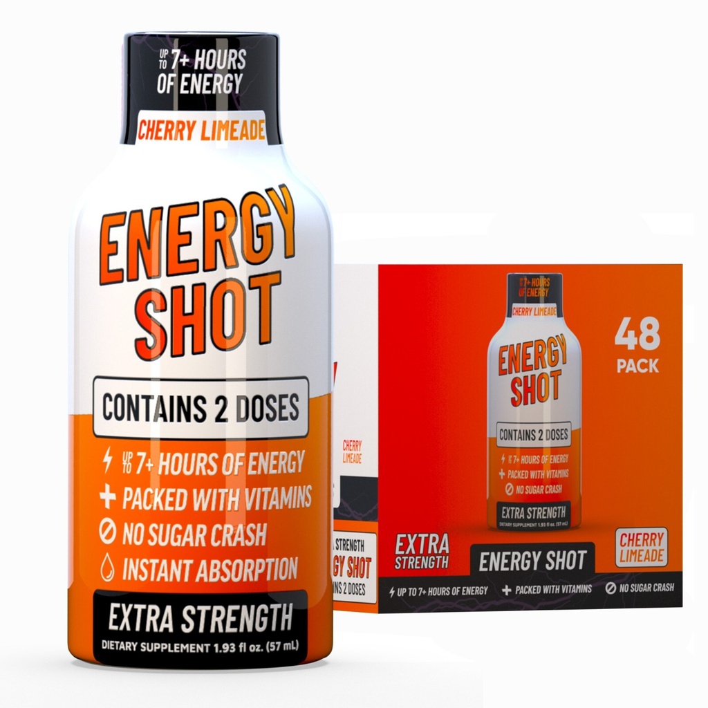 (48 Pack) GAQ Energy Shots, Cherry Limeade, Energy Lasts Up to 7+ Hours