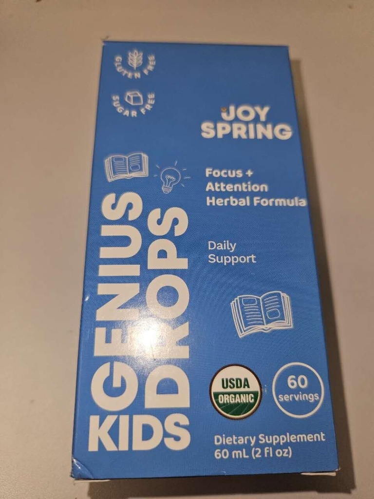 Joy Spring Genius Drops for Kids Focus & Attention 2 floz 60 ml BB 01/25