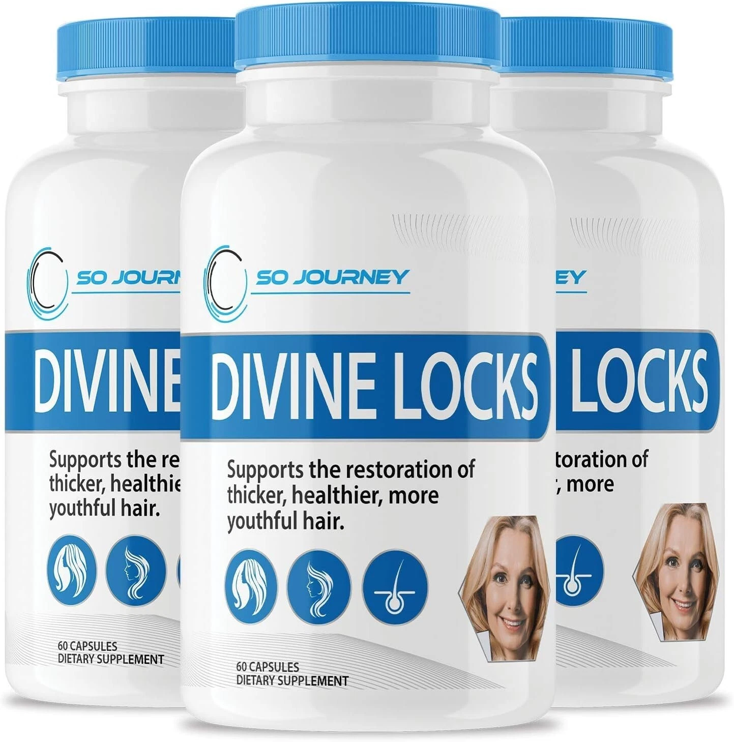 Divine Locks Complex Advanced Unique Hair Growth Vitamins -3 Pack- 180 Capsules
