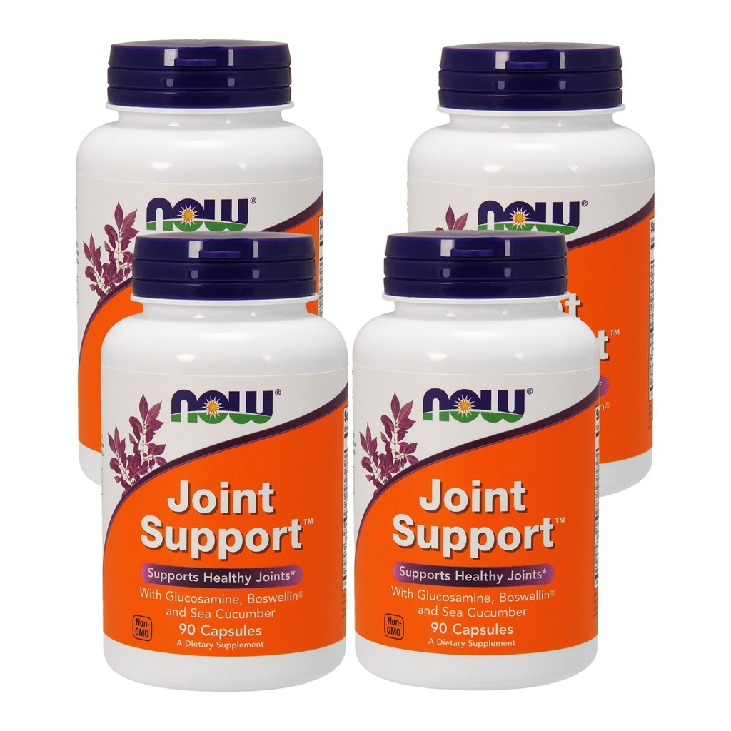 4 x NOW FOODS Joint Support Glucosamine Boswellin Sea Cucumber Formula 90 Caps