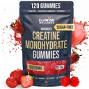 Creatine Monohydrate Gummies 5000 mg, Strawberry Flavor, 120 Sugar-Free Vegan Ch