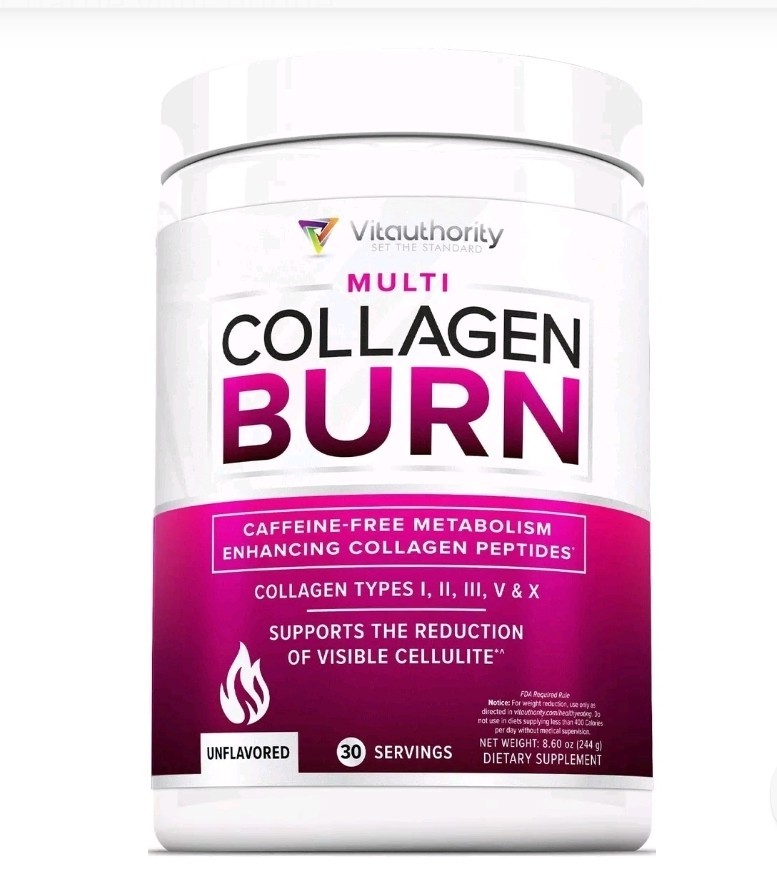 Vitauthority Multi Collagen Burn Powder Unflavored 8.6 oz 30 Servings EXP 02/27