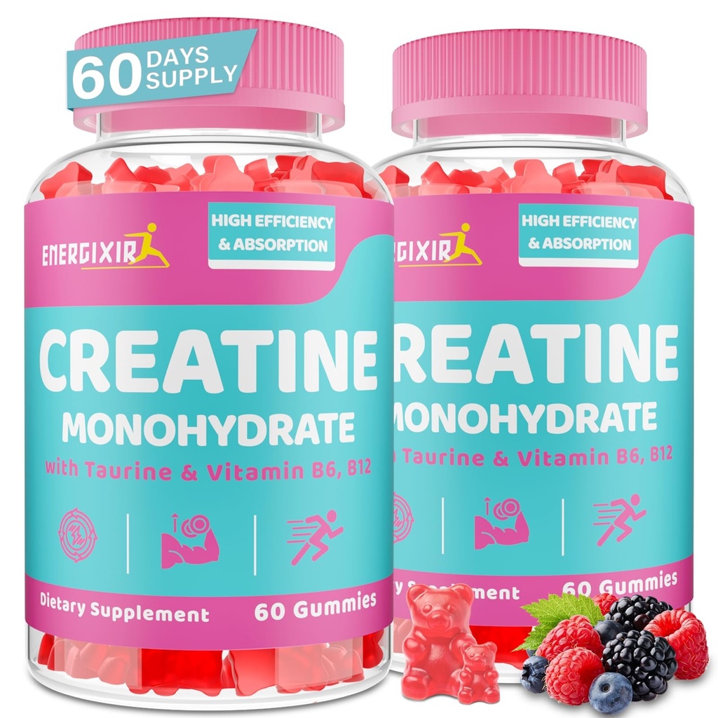 Creatine Monohydrate Gummies, Creatine for Women, Creatine Pre Workout Chewables