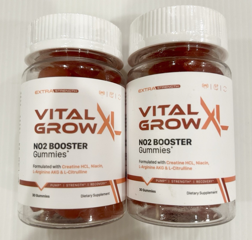 2 Pack Vital Grow XL Gummies NO2 Booster Advanced Nitric Oxide Mens 30 Count