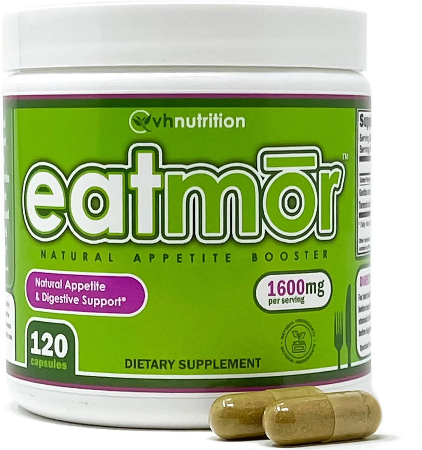VH Nutrition Eatmor Weight Gain Pills Designed with Gentian,Ginger, Alfalfa 120