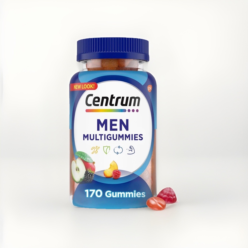 Centrum Multigummies Men's Multivitamin Supplement Gummies, Assorted Fruit, 170